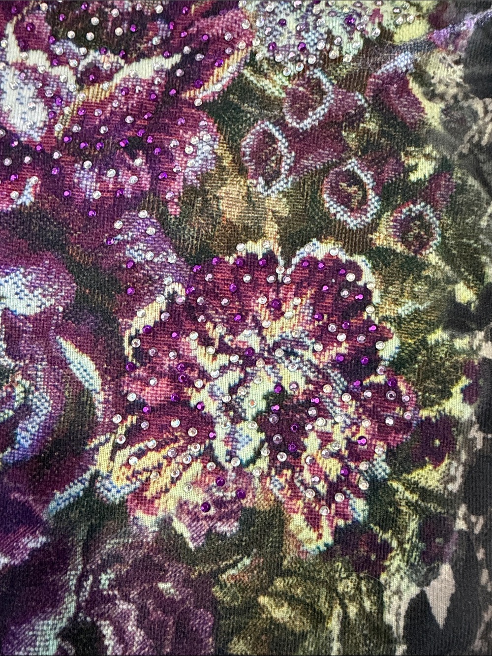 Christopher Banks Women's Gray Floral Print Scoop Neck Top with Purple Accents L - Picture 6 of 8